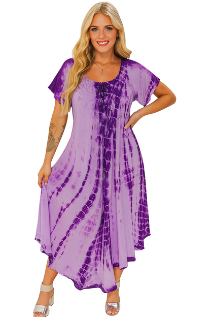 Vestido de Dama con Mangas Lila