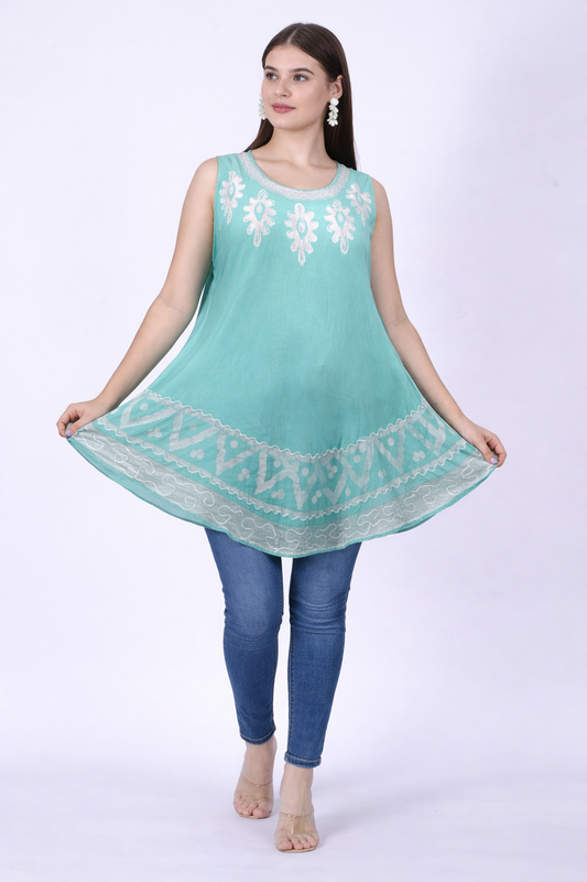 Turquoise Sleeveless Blouse | One Size