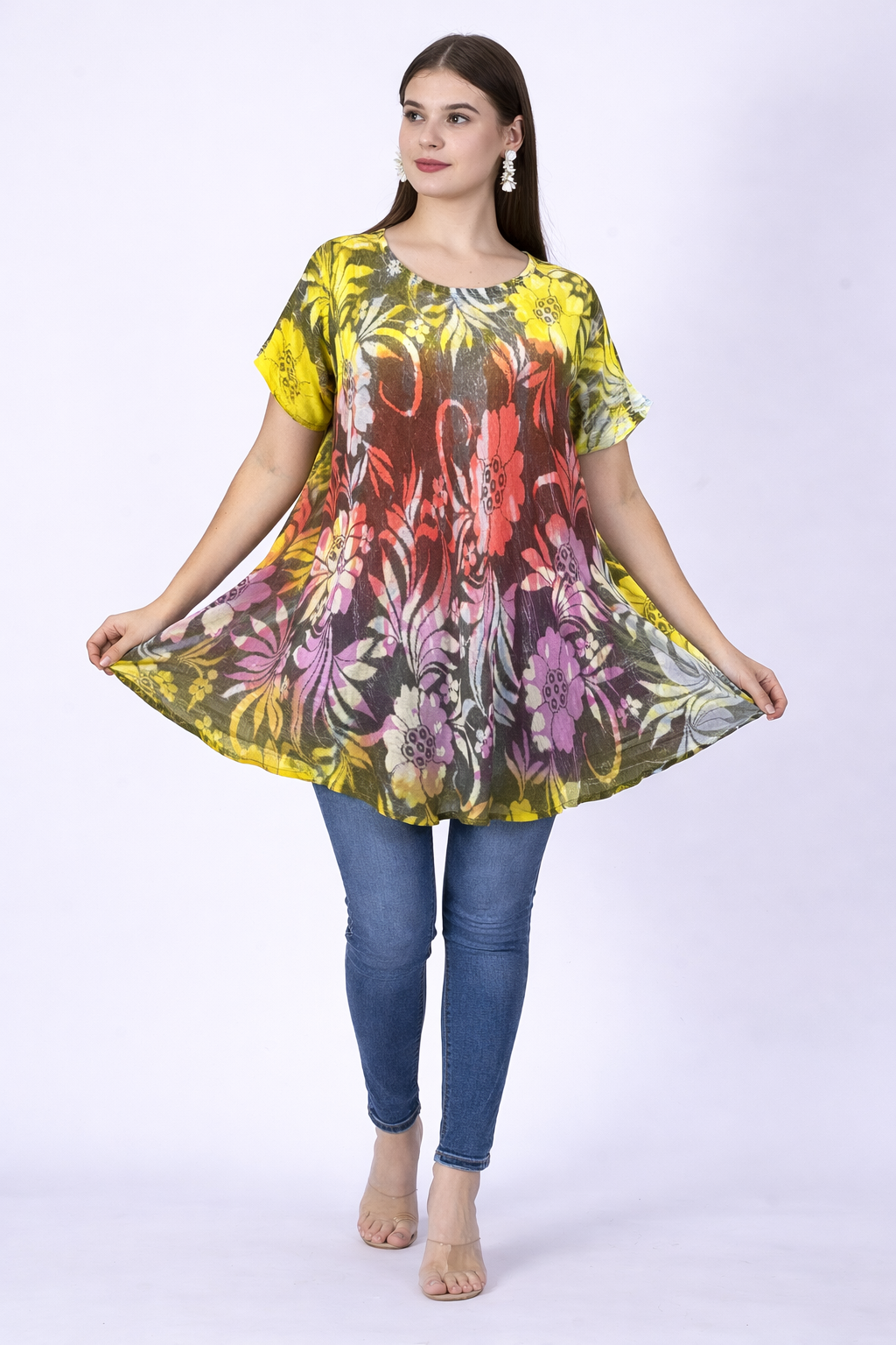 Blusa con Estampado Floreado con Mangas | Talla Única