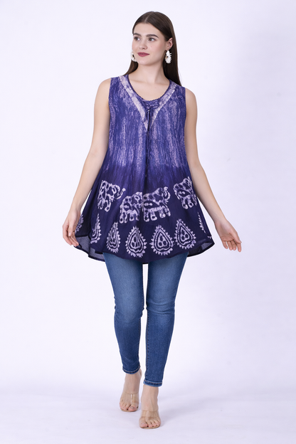 Blusa Azul Estampado sin Mangas | Talla Única