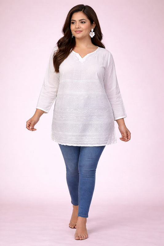 Women's White Long-Sleeved Blouse