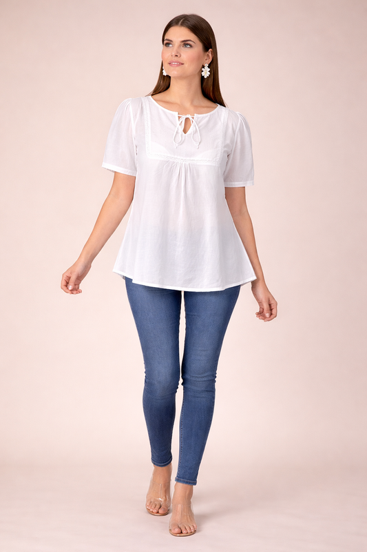 White Short Sleeve Blouse