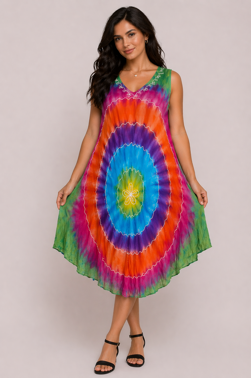 Vestido Anika Multicolor Estampado Circular