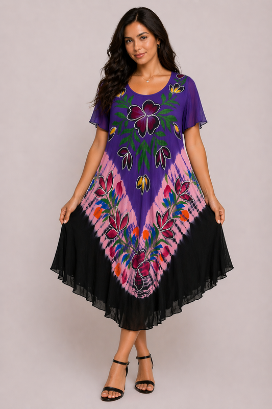 Women's Printed Dress with Sleeves