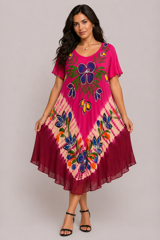 Women's Printed Dress with Sleeves