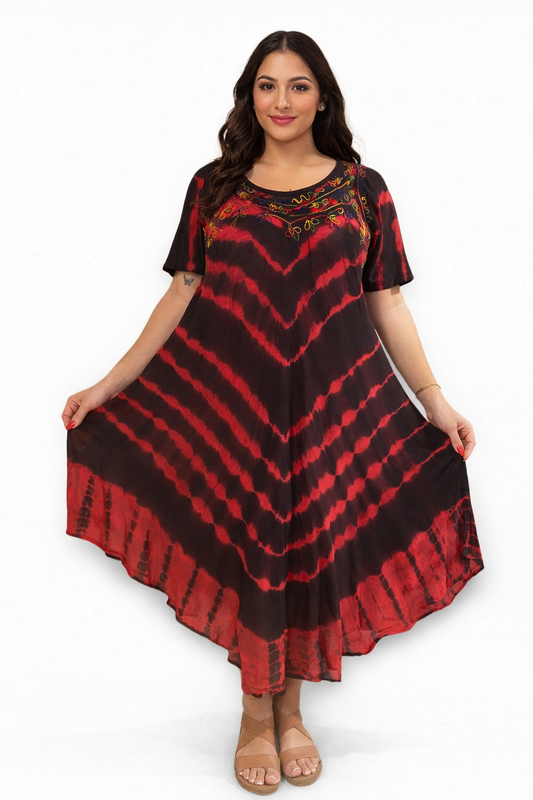 Black and Red Tie-Dye Dress