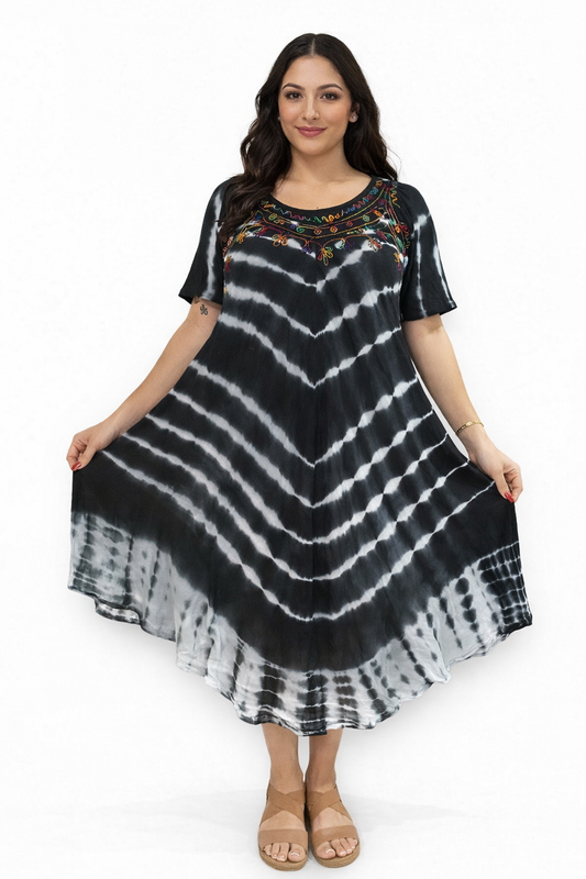 Black and White Tie-Dye Dress