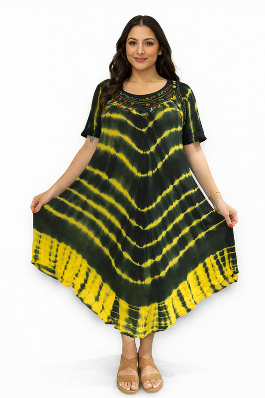 Black and Yellow Tie-Dye Dress