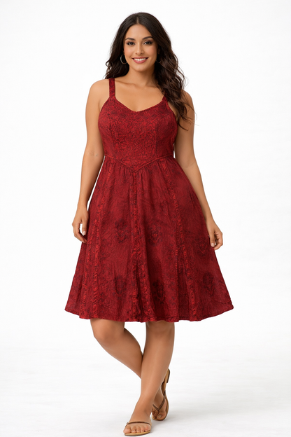 Bohemian Wine Dress with Back Tie