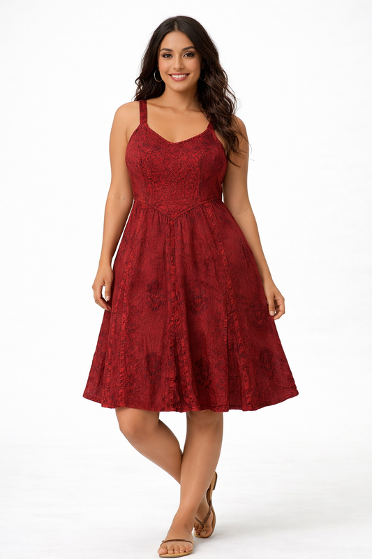 Bohemian Wine Dress with Back Tie