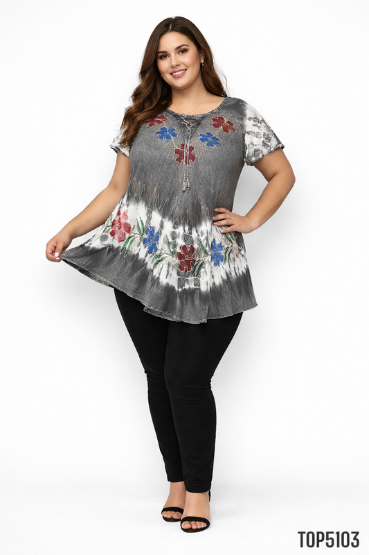 Women's Gray Blouse with Sleeves