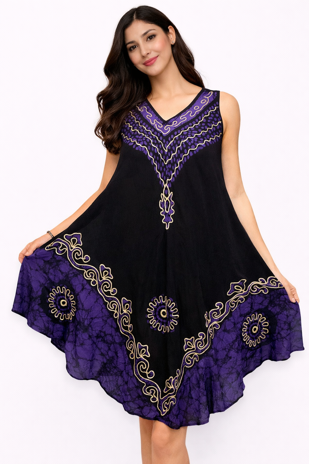 Black Dress with Purple Trim
