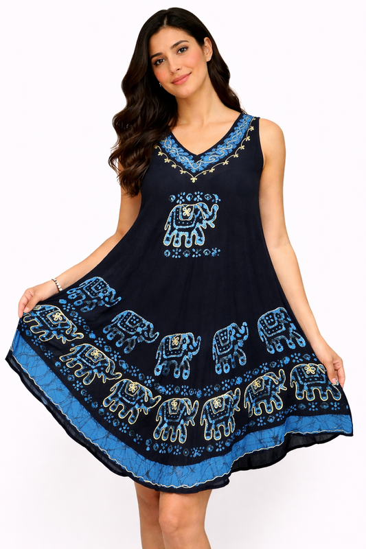 Blue Blouse Elephant Print | One Size