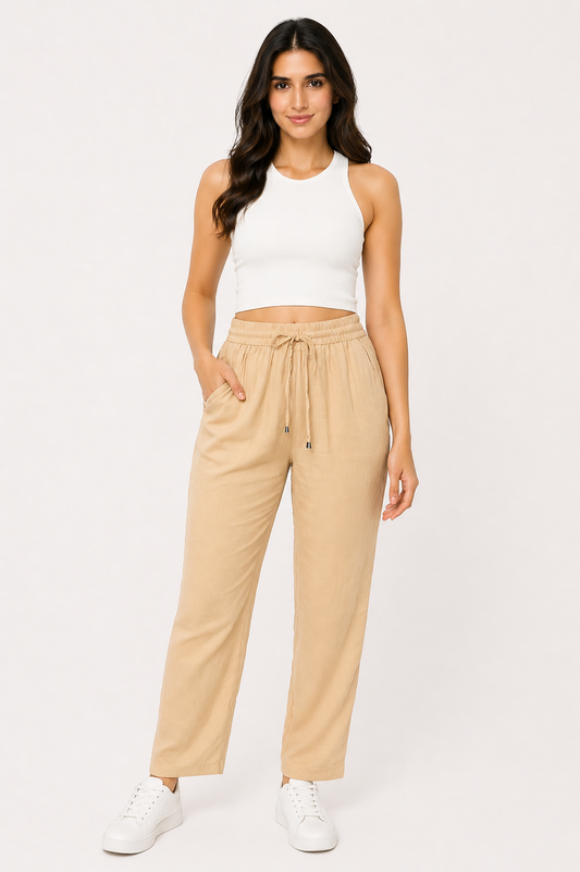 Women's One-Size Beige Pants - Super Fresh and Comfortable