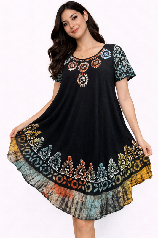 Creative Printed Dress With Sleeves