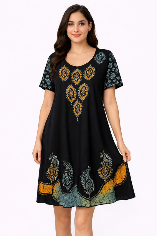 Women's Printed Dress with Sleeves