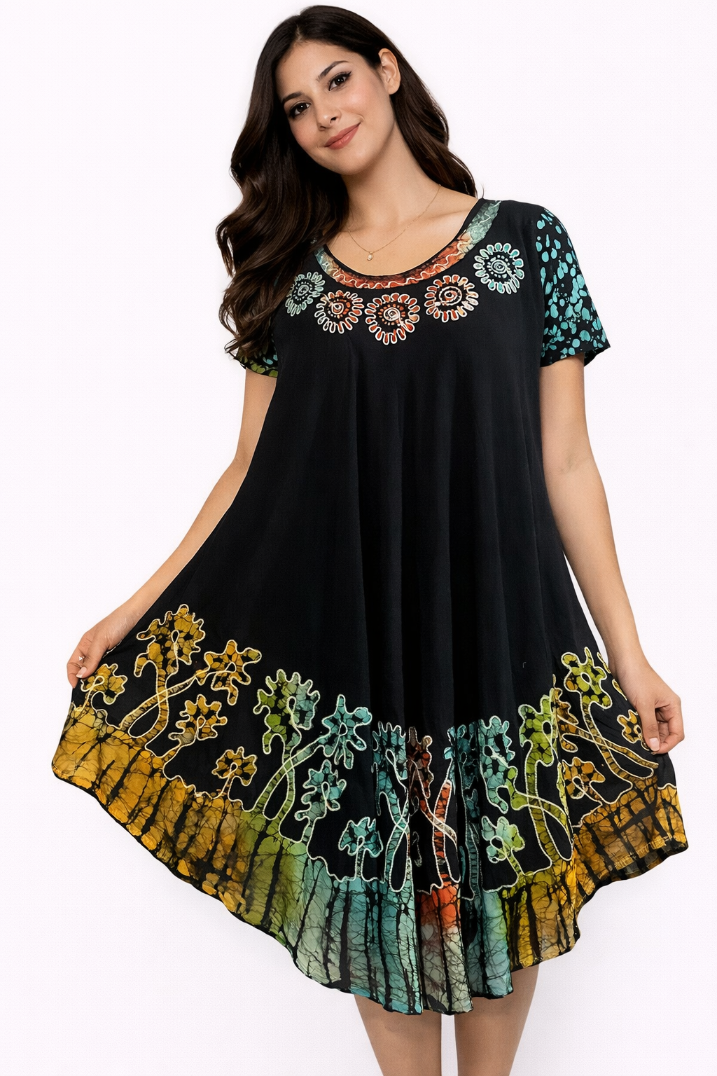 Multicolor Printed Dress with Sleeves