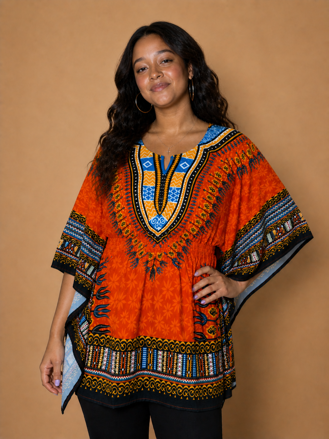 Orange Afro-Caribbean Print Women's Blouse