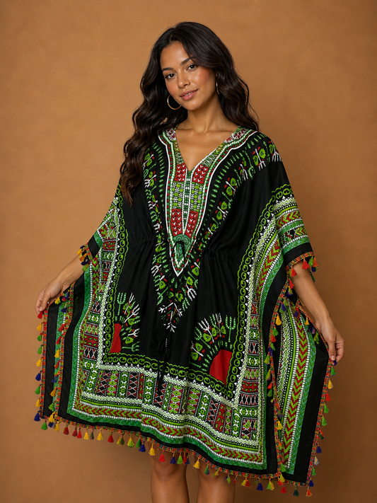 Black Afro-Caribbean Print Dress for Women