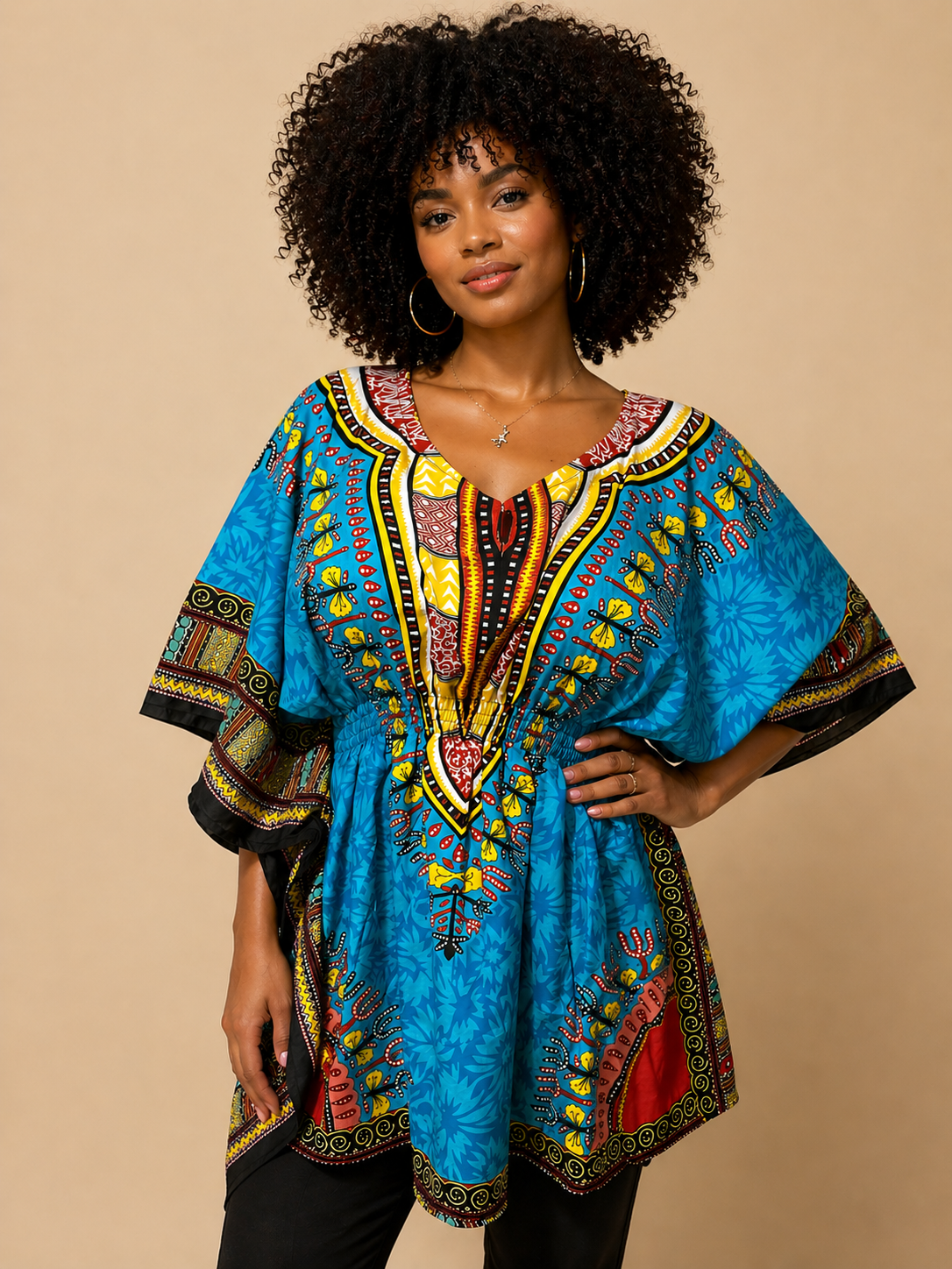 Kaftan De Dama Afrodescendiente Azul