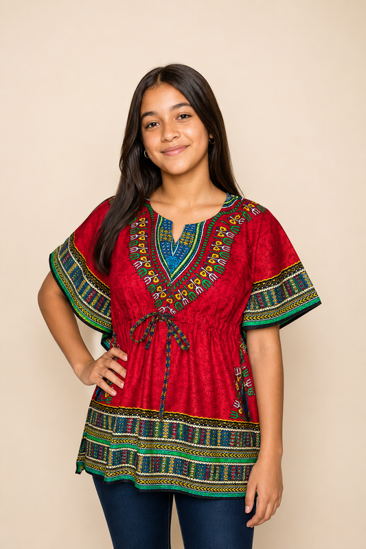 Red Afro-Caribbean Print Kids' Blanket