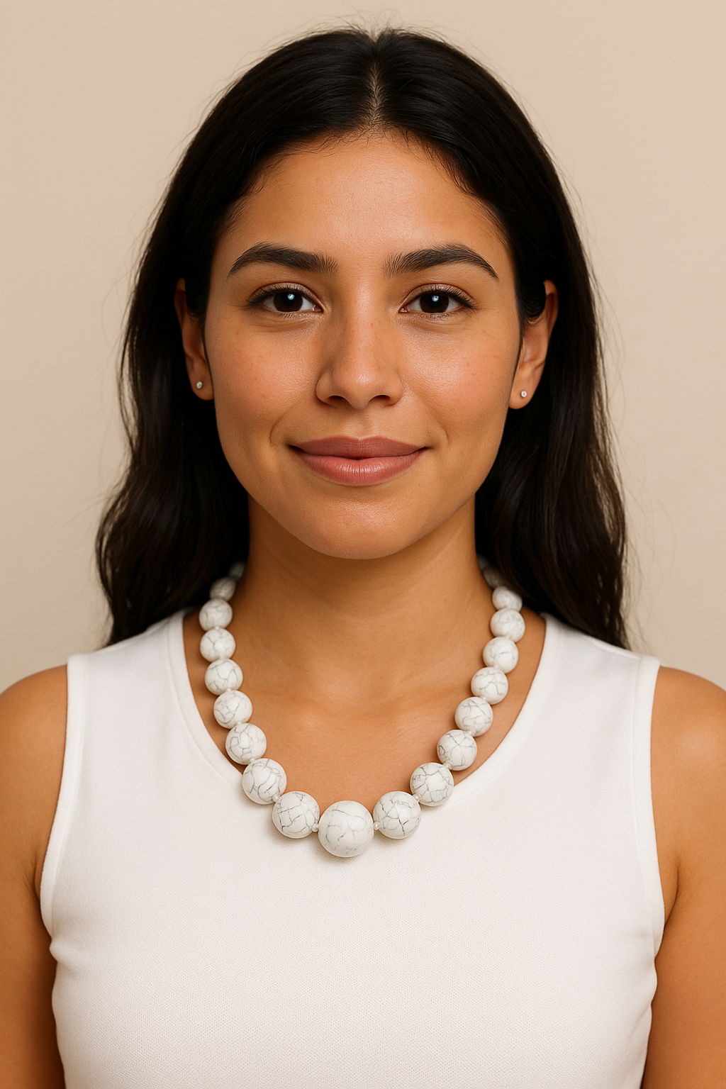 Collar Elegante Blanco Perleado