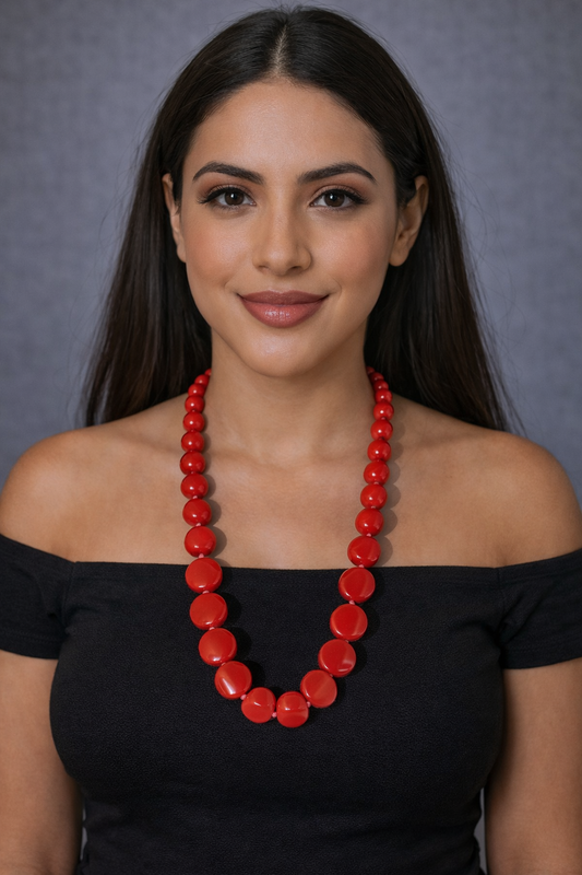 Collar Rojo Coral Tradicional