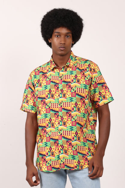 Camisa de Hombre Afrocaribeño de Botones