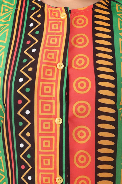 Blusa Afrocaribeña de Dama con botones