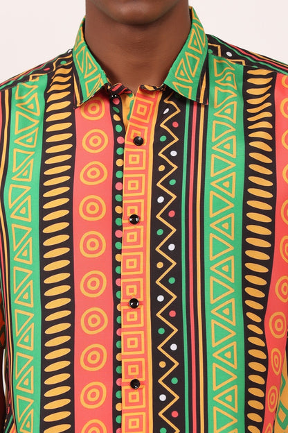 Camisa de Hombre Afrocaribeño de Botones
