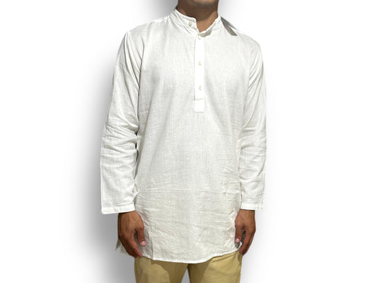 Camisa Kurta Blanca de Hombre Manga Larga