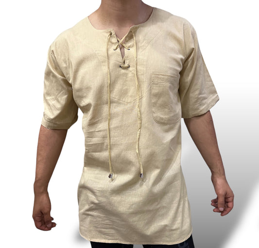 Camisa Beige de Hombre Mangas Cortas