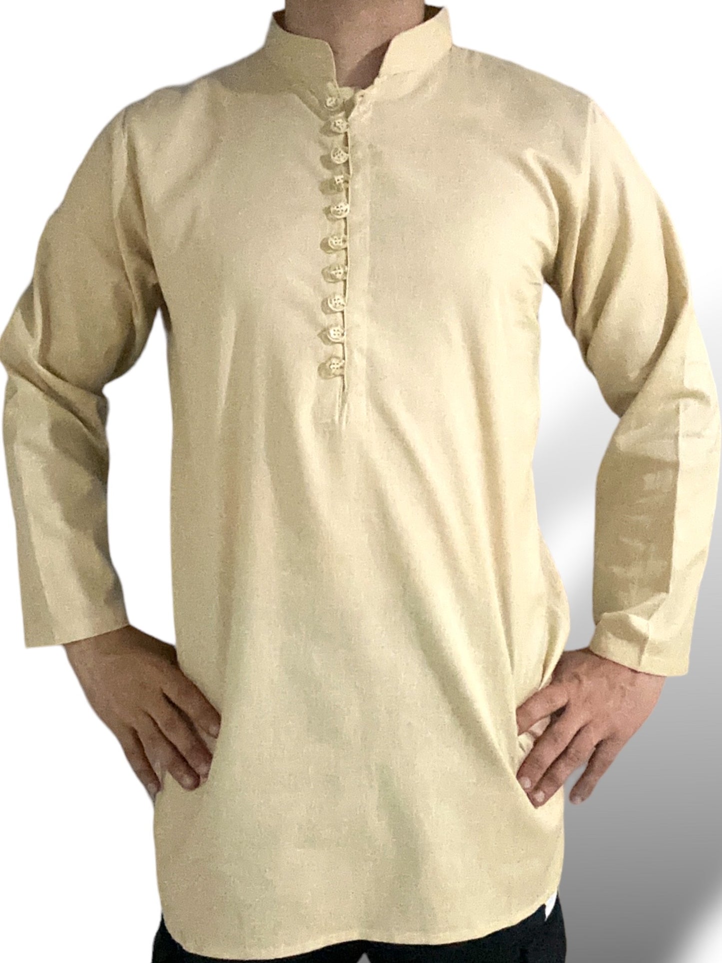 Camisa Beige de Hombre Mangas Largas