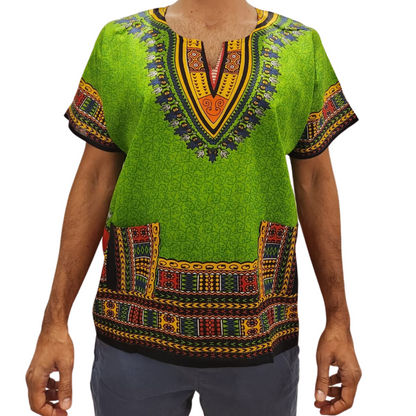Camisa Juvenil con Estampado Afrocaribeño Verde