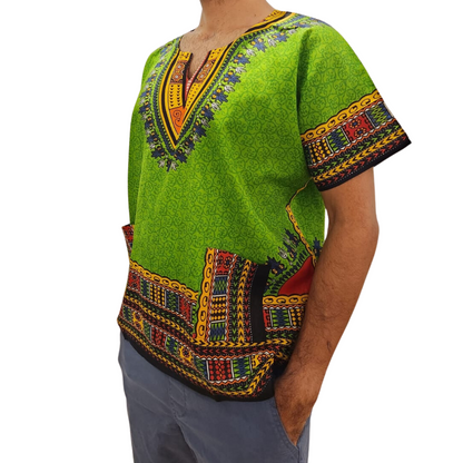 Camisa Juvenil con Estampado Afrocaribeño Verde