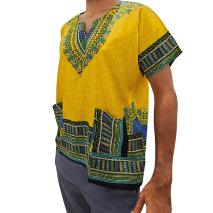 Camisa Juvenil con Estampado Afrocaribeño Amarillo