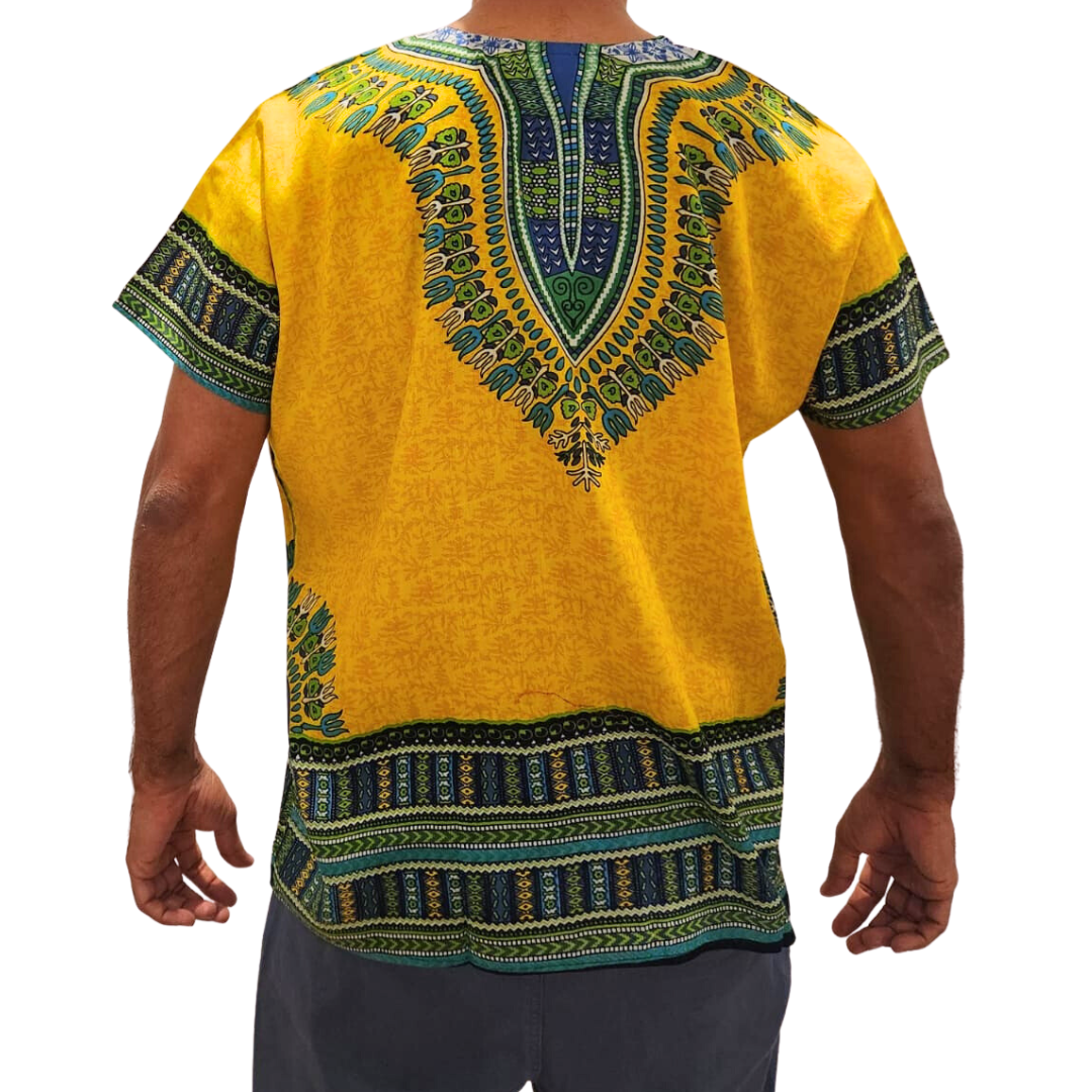 Camisa Juvenil con Estampado Afrocaribeño Amarillo