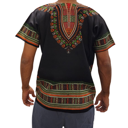 Camisa Juvenil con Estampado Afrocaribeño Negro