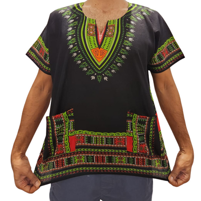 Camisa Juvenil con Estampado Afrocaribeño Negro