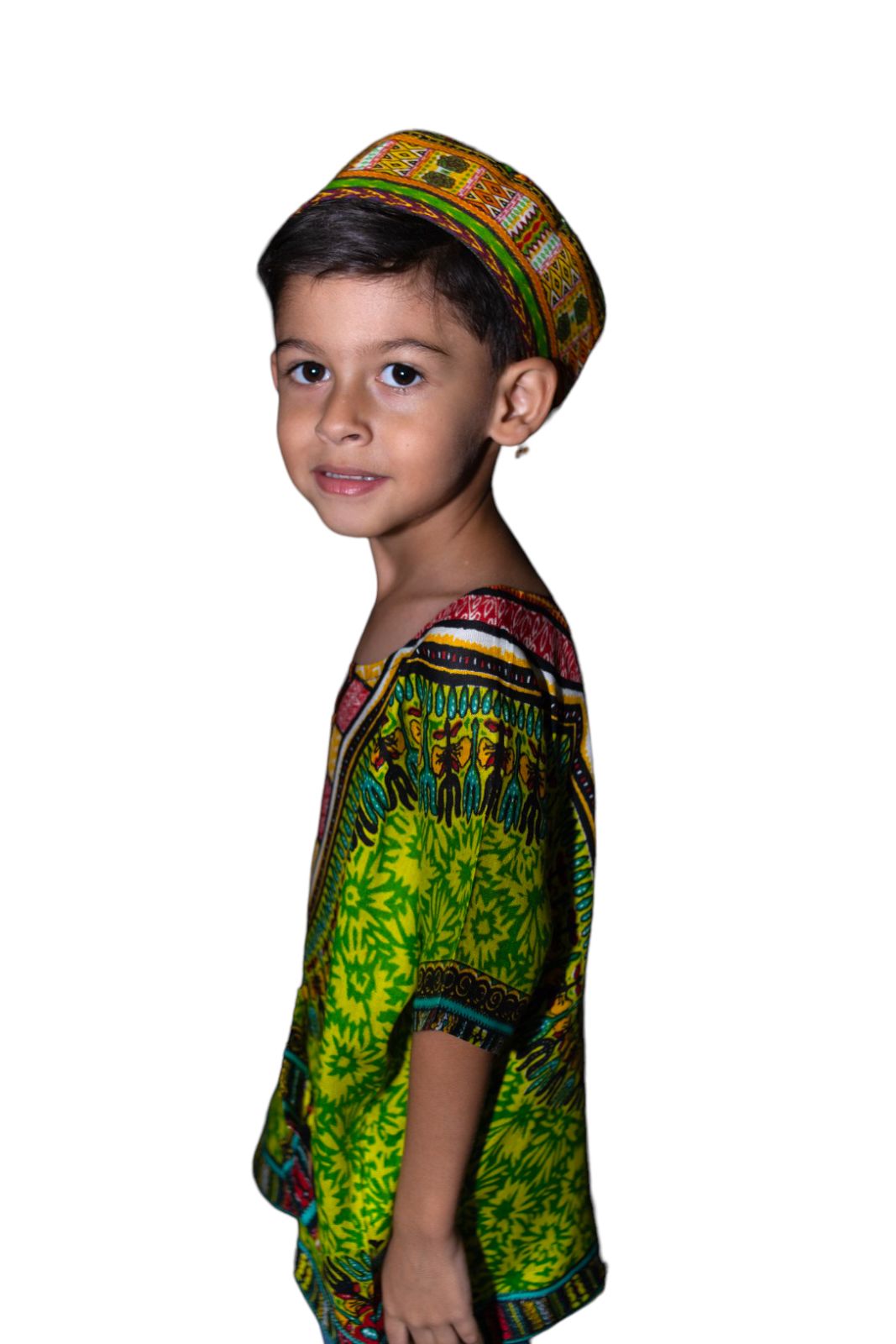 Camisa de Niño con Estampado Afrocaribeño Verde