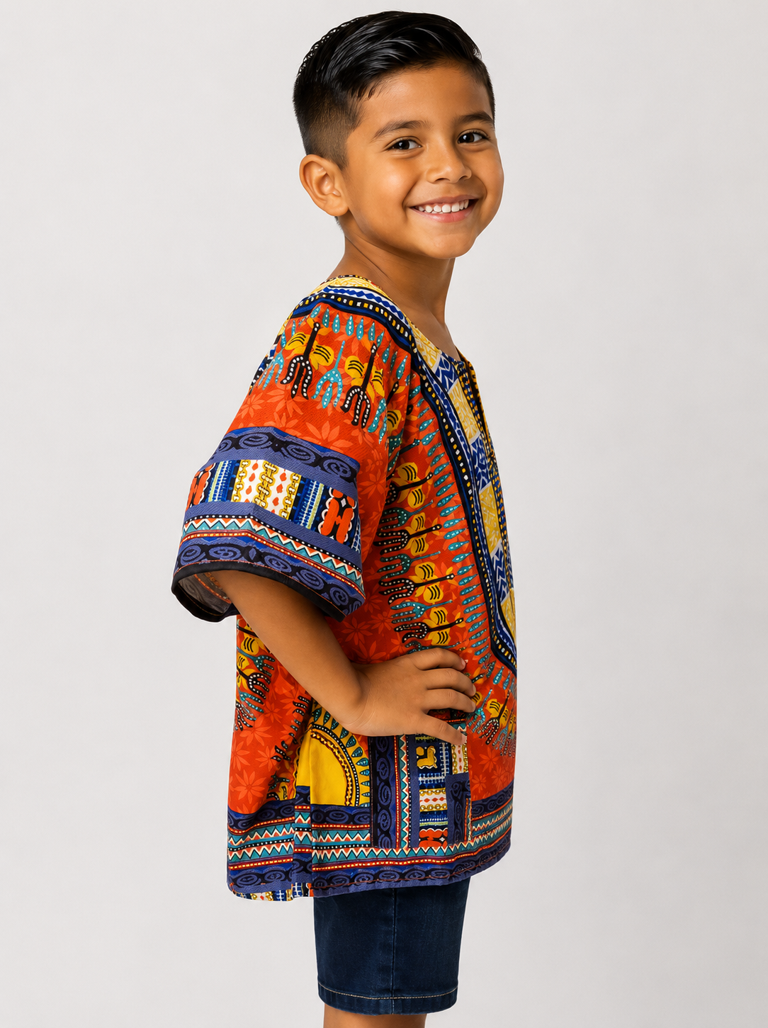 Camisa Dashiki de Niño Afrocaribeño Rojo con Bolsillos (sólo en Tienda Física)