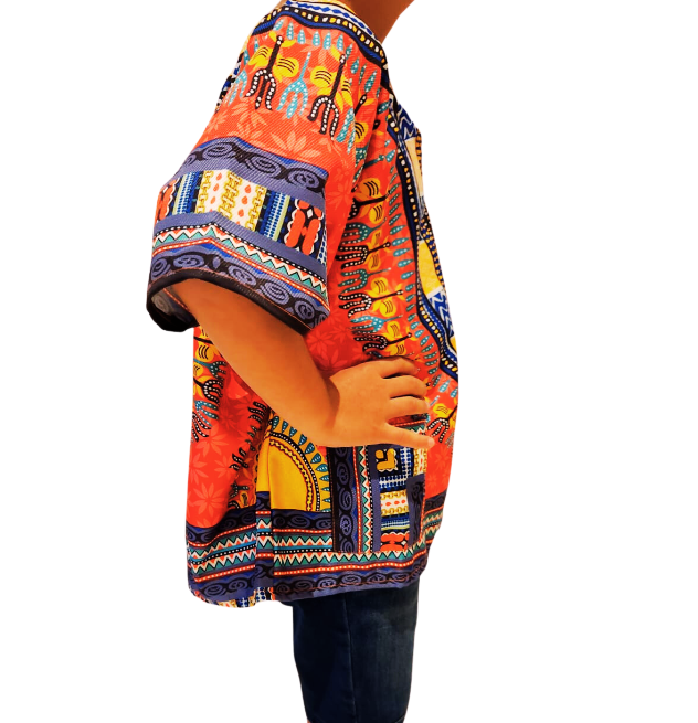 Oferta Combo Camisa Dashiki Afrodescendiente Rojo de Niño + Sombrero (Kufi) Combinado