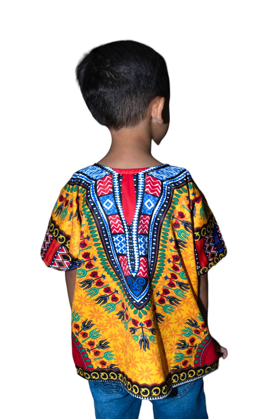 Oferta Combo Camisa Dashiki Afrodescendiente Amarillo de Niño + Sombrero (Kufi) Combinado