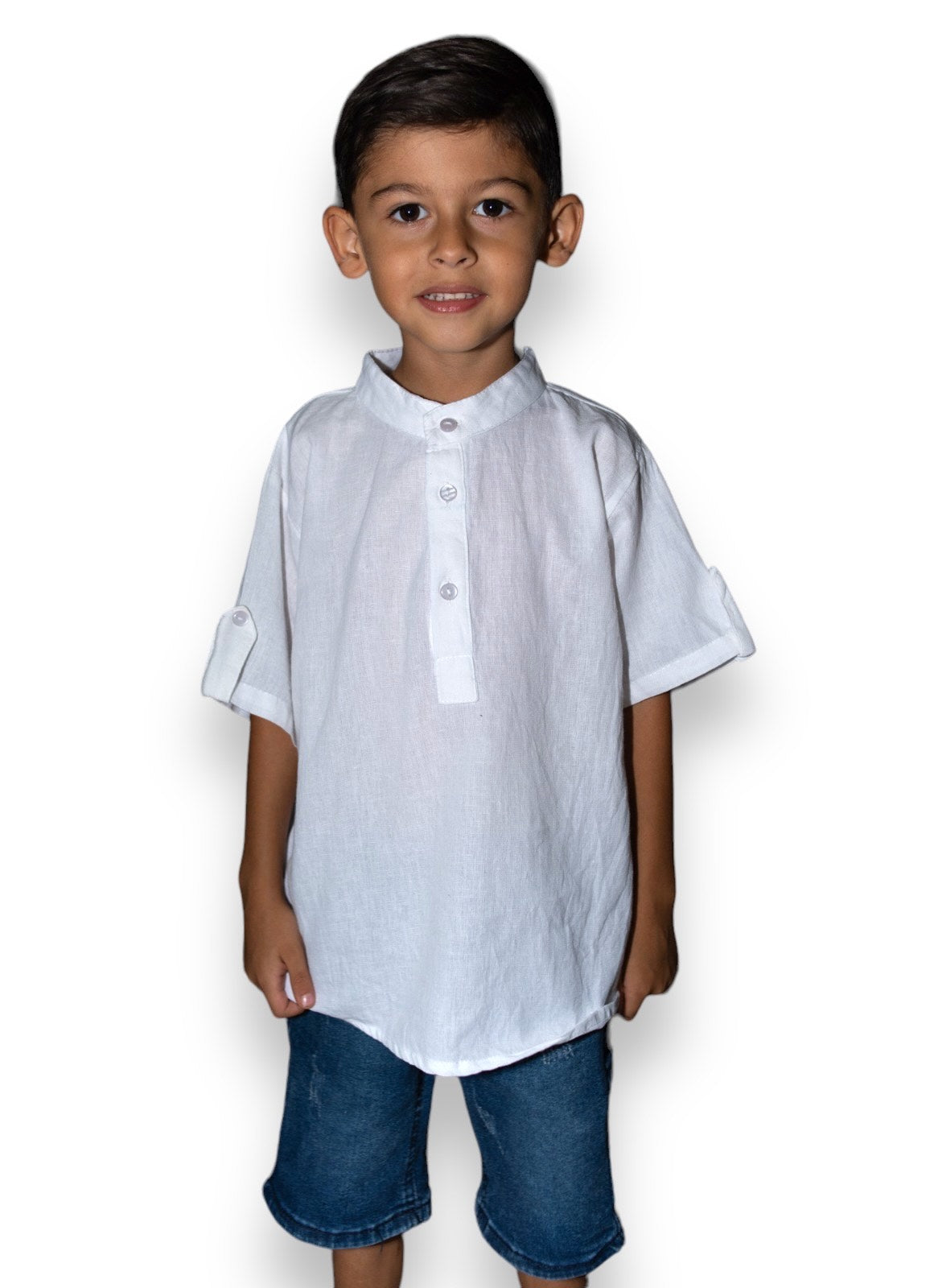 Camisa Kurta de Niño Blanca Manga Corta