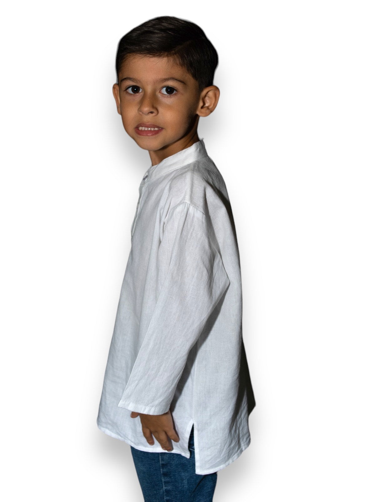 Camisa Kurta de Niño Blanca Manga Larga