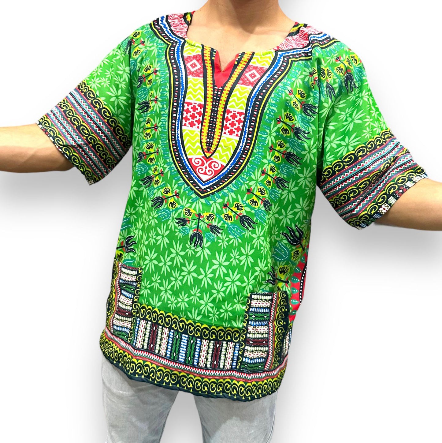 Camisa de Hombre con Estampado Afrocaribeño Verde