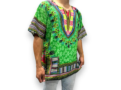 Camisa de Hombre con Estampado Afrocaribeño Verde