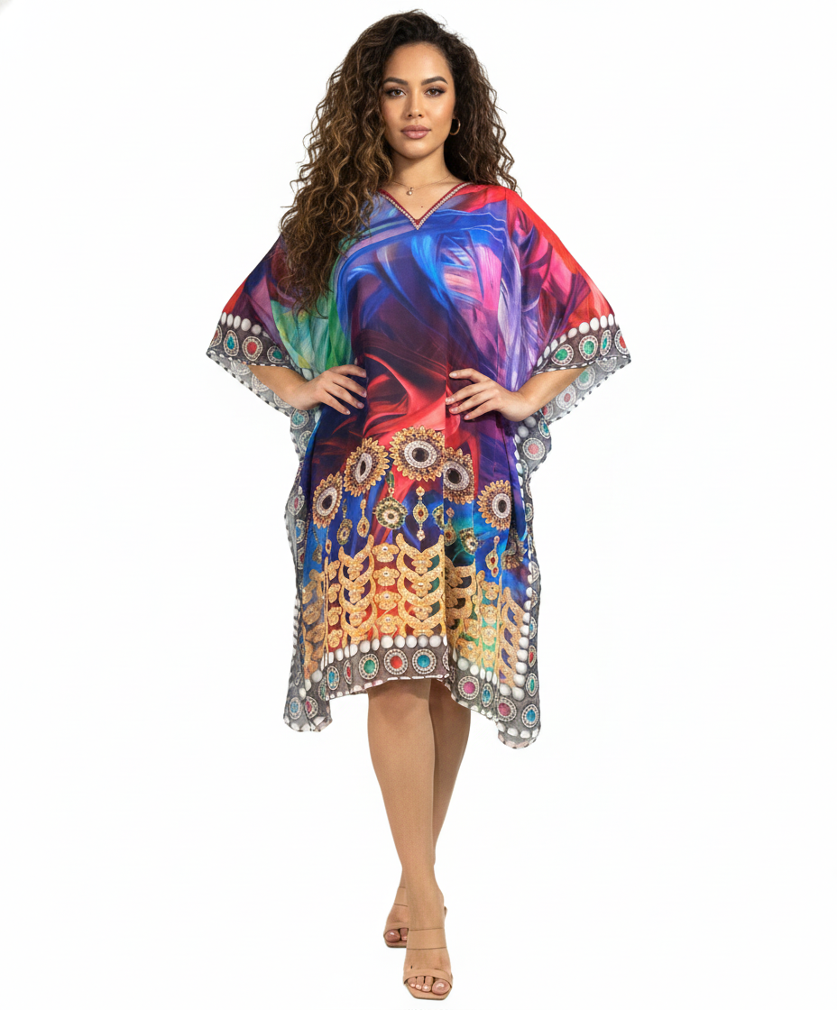 Vestido de Dama con Estampado Colorido