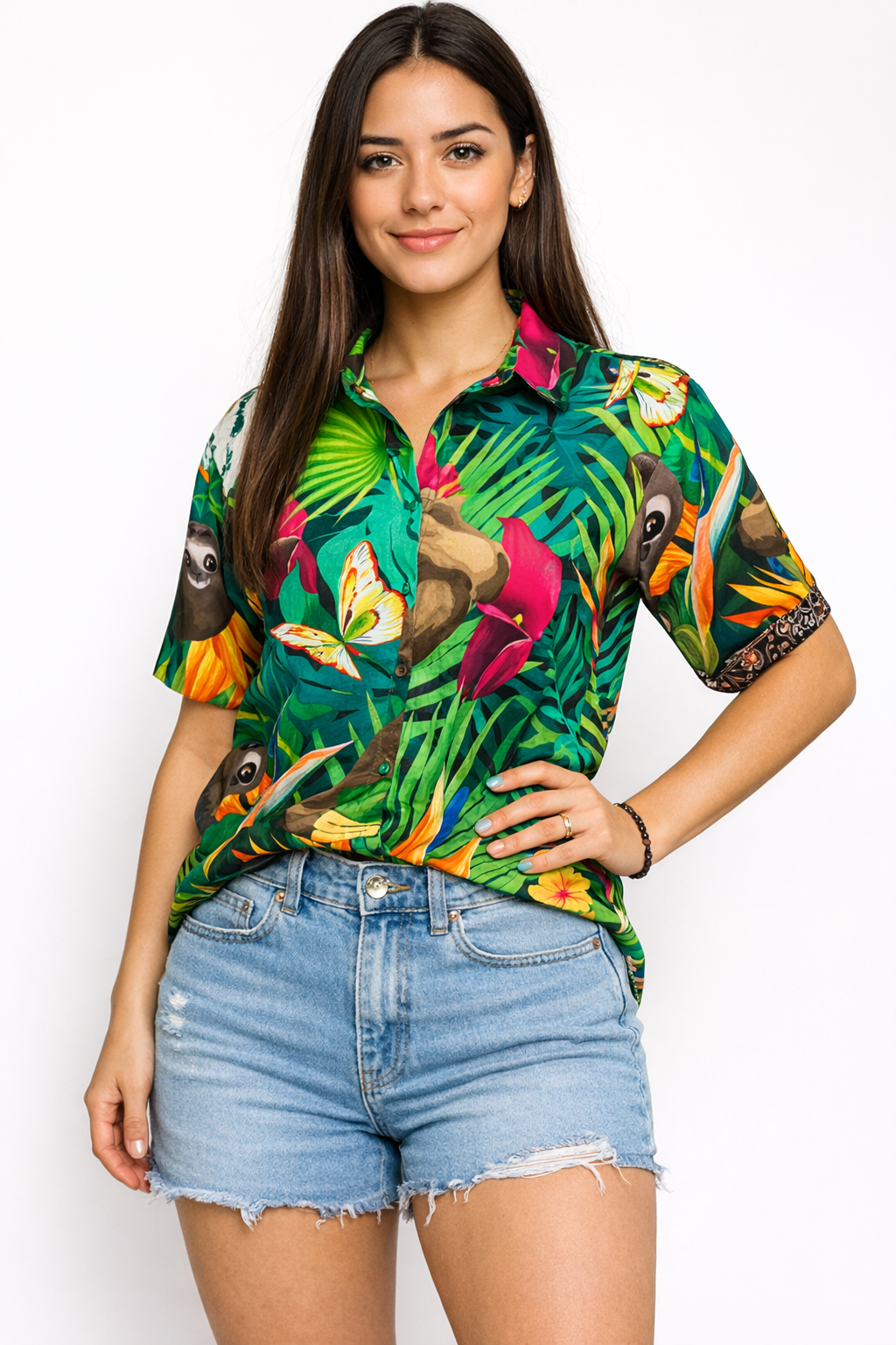 Women's Caribbean Beach Sloth Hawaiian Shirt