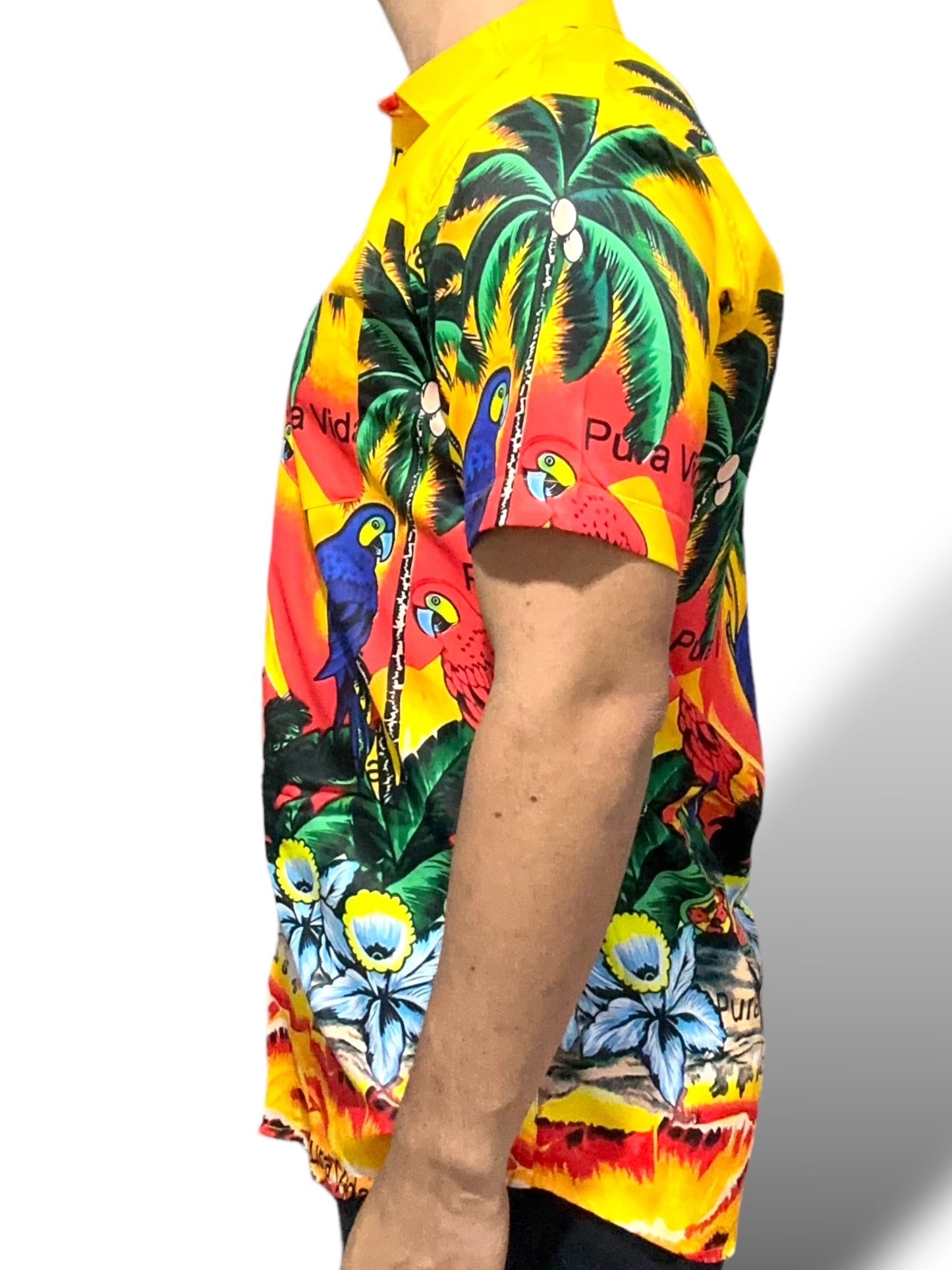 Camisa Hawaiana Playera Caribeña de Caballero Estampado Palmera